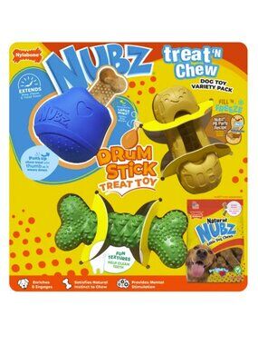Nylabone NUBZ Treat N' Chew Dog Toy Variety Pack, 3-count